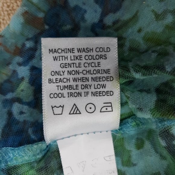 One World Peacock Top Women's Medium Burn Out Shirt Peacock Stud Embellishments - Picture 5 of 7